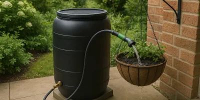 How to Water Hanging Baskets From a Rain Barrel