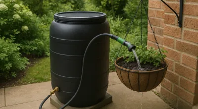 How to Water Hanging Baskets From a Rain Barrel