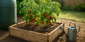 Rain Barrel Tomato Watering Schedule: Raised-Bed Layout for Hot Weeks